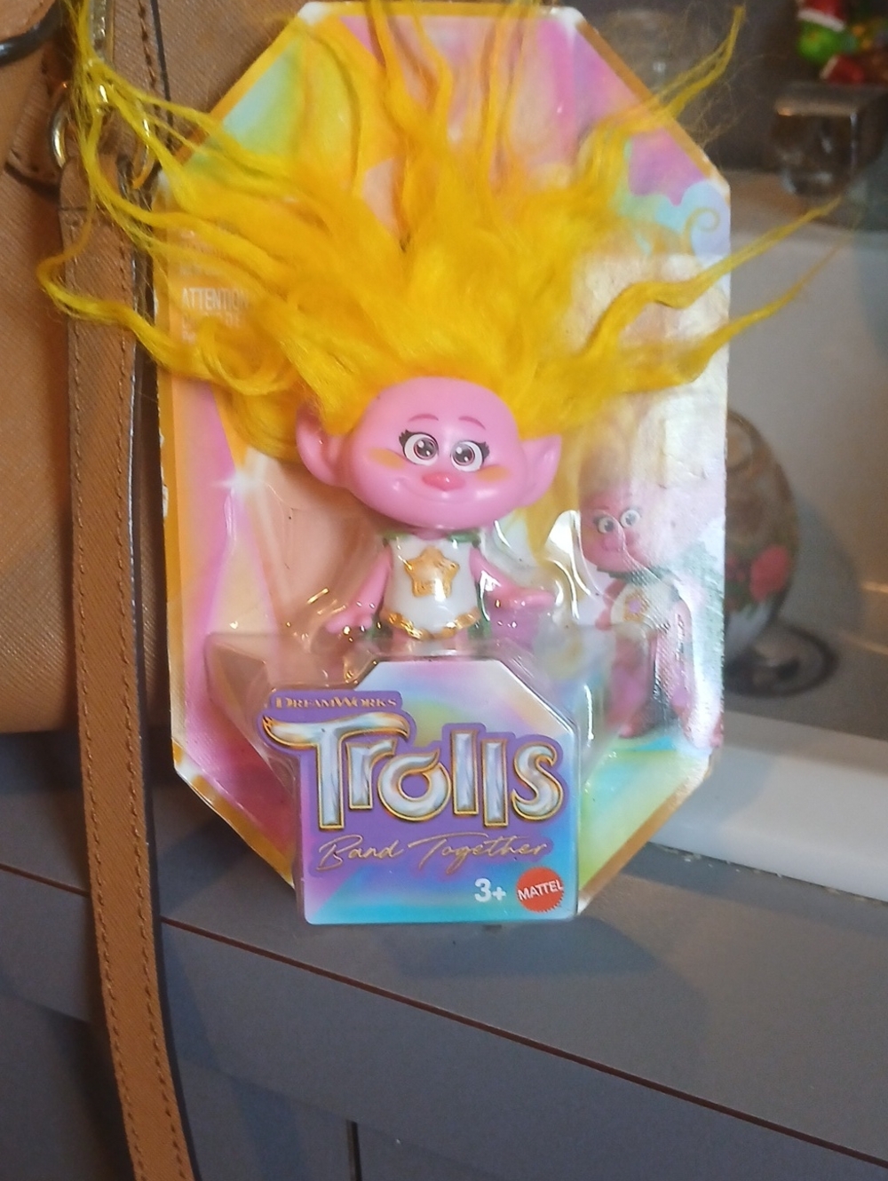Mattel Trolls Pink Figure with Bright Yellow Hair